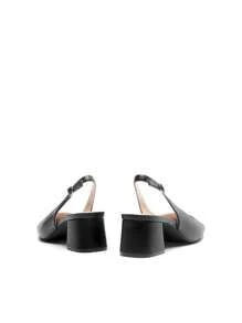 Women's Square Toe Low Chunky Heels Elegant Slingback Block Dress Shoes Comfortable Work Pumps For Spring Wedding Casual Or Formal Occasions - Black - View 7