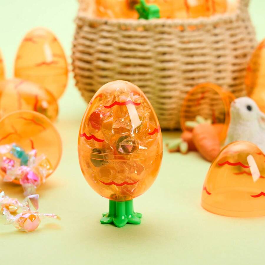 Syncfun 12 Pcs Carrot Shaped Easter Eggs, 3.7" Plastic Empty Eggs