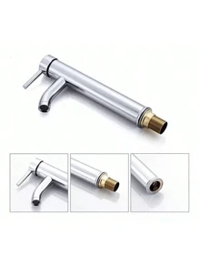 Llave Mezcladora De Baño Acero Inoxidable Larga Para Ovalin,Grifo Para Lavamanos Monomando De Agua Fría De Acero Inoxidable 304 De \Pulgada Con Colores De ,Plateado Para Instalar En Cubierta,Grifo Del Fregadero Del Baño Con Perillas Frías Y Calientes Y Boquilla Antisalpicaduras Que Ahorra Agua,Fregadero de cocina para lavar verduras - Plateado - Ver 3