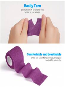 最新 1 卷 2.5 厘米/5 厘米/7.5 厘米/10 厘米 X 4.5 米自粘弹性绷带、运动绷带、运动胶带、多色自粘绷带、绷带健身房配件绷带运动胶带 - 紫色 - 查看 4