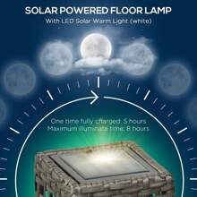 Outsunny Outdoor Rattan Solar Lantern, Brushed PE Wicker Patio Garden Lantern Wtih Auto On/Off Solar Powered LED Lights For Indoor & Outdoor Use, Porch, Yard, Lawn, Courtyard, Grey - Grey - View 3