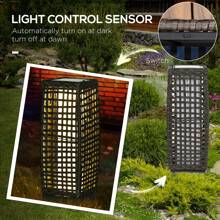 Outsunny Outdoor Rattan Solar Lantern, Brushed PE Wicker Patio Garden Lantern Wtih Auto On/Off Solar Powered LED Lights For Indoor & Outdoor Use, Porch, Yard, Lawn, Courtyard, Grey - Grey - View 6