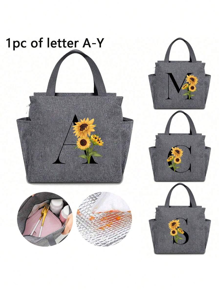 1 Túi Tote Ăn Trưa Chống Rò Rỉ Cách Nhiệt Lớn Có Thể Tái Sử Dụng Có Túi, Túi Giữ Nhiệt Bữa Trưa, Hộp Đựng Thực Phẩm Đóng Hộp Cho Nam Nữ Người Lớn Đi Học Đi Dã Ngoại Trường Học Tổ Chức Túi Đựng Đồ Cho Giáo Viên Túi Lớp Học Túi Tổ Chức Lớp Học - Xám - Xem 1