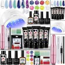 Morovan Kit de uñas de gel de polietileno con taladro y lámpara – Kits profesionales de gel de polietileno con luz de 48 W para principiantes, kit completo de uñas de gel de extensión de uñas de gel - Multicolor - Ver 1