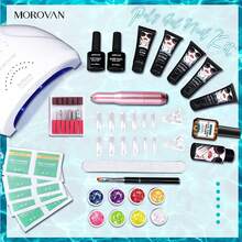 Morovan Kit de uñas de gel de polietileno con taladro y lámpara – Kits profesionales de gel de polietileno con luz de 48 W para principiantes, kit completo de uñas de gel de extensión de uñas de gel - Multicolor - Ver 8