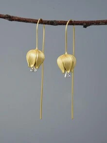 1 đôi Hoa uất kim hương Hoa Dangle Hoa tai Đối với phụ nữ S925 Bạc nguyên chất Thả hoa tai Ngày lễ Mẹ Ngày lễ tình nhân Tuyệt đẹp Và Duyên dáng Tốt Quý cô Đồ trang sức Qủa tặng - bông tai hoa tulip lớn - Xem 1