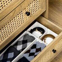 HOMCOM Chest Of Drawers, 4-Drawer Storage Organiser Unit With Rattan Element For Bedroom, Living Room, Wood Effect - Brown - View 6