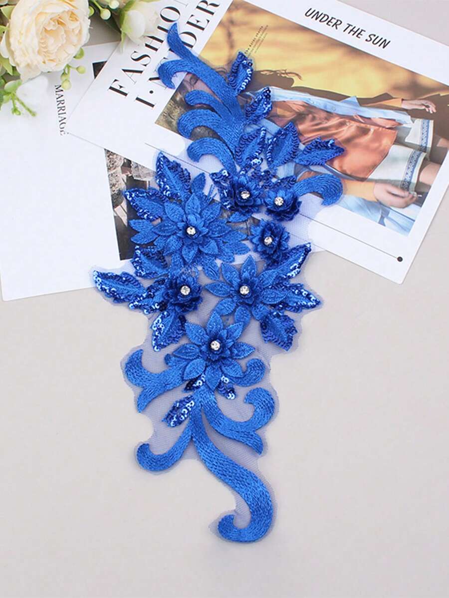 3D Thêu đính Với Hạt Cho đám cưới Đầm , Ăn mặc trang trọng , DIY Trang phục , Thêu Patch , Chiều dài : 39cm , Chiều rộng : 16cm