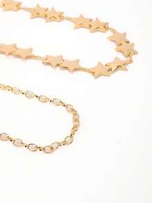 1入組女式肚皮鏈和腰帶,簡單五角星,時尚個性化,可調節海灘身體珠寶,適用於女性和女孩,銀色 - 銀色 - 查看 6