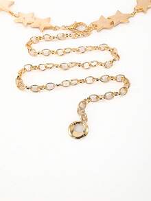 1入組女式肚皮鏈和腰帶,簡單五角星,時尚個性化,可調節海灘身體珠寶,適用於女性和女孩,銀色 - 銀色 - 查看 4