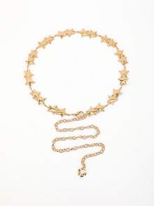 1入組女式肚皮鏈和腰帶,簡單五角星,時尚個性化,可調節海灘身體珠寶,適用於女性和女孩,銀色 - 銀色 - 查看 3