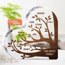 1 szt. Najlepsze prezenty w kształcie drzewa genealogicznego, które pokocha każdy członek rodziny. Największe błogosławieństwo dla Twojego serca - akrylowa tabliczka w kształcie serca. Spersonalizowany prezent z imieniem dla rodziców, przyjaciół i kochanków, odpowiedni na urodziny, walentynki, dzień matki, prezenty pamiątkowe, niestandardowe serce- Kształtne grube ozdoby akrylowe 10x10x1,2cm - 8 nazw - Zobacz 7