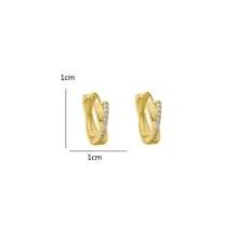 1 Pair Luxury Petite Micro Paved Rhinestone Criss-Cross Hoop Earrings, Suitable For Valentine's Day And Daily Wear - Yellow Gold - View 5