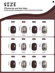 Obtenga 24 Piezas De Juego De Uñas Cortas Y Cuadradas De Moda En Rojo Profundo, Marrón, Estampado De Leopardo, Color Sólido, Rosa Claro Con Brillo, Estilo Simple, Incluye Gelatina Y Lima De Uñas. Adecuado Para Fiestas, Bailes Y Uso Diario Con Una Cobertura Total. - Multicolor - Ver 5