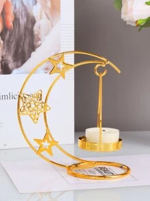 1入組金屬鐵製畫月造型家居裝飾婚禮聚會燭光晚餐新款簡約鐵製燭臺燭台 - 金色 - 查看 5