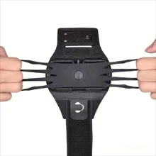 Brazo giratorio deportivo de 360 grados con bolso de brazo de teléfono móvil para correr al aire libre soporte de teléfono móvil extraíble - Negro - Ver 2