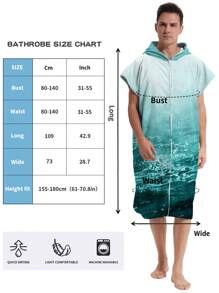 1入組鯨魚造型帶拉鍊連帽沙灘浴巾兼可穿戴浴袍,超細纖維速乾毛巾兼保暖毯,適合在沙灘、戶外、家裡使用防風/防曬 - 鯨魚 - 查看 2