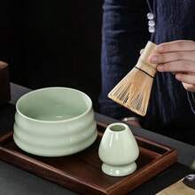 4 件套易于清洁的抹茶茶具套装，带工具架，包括碗、搅拌器、勺子，是仪式的绝佳礼物，传统日式装饰，回到学校