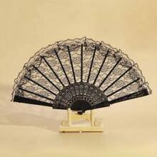 1pc Lace Decorated Folding Fan For Women's Party Dance Accessory Elegant Halloween Valentine's Day Valentines