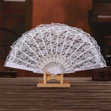 1pc Lace Decorated Folding Fan For Women's Party Dance Accessory Elegant Halloween Valentine's Day Valentines