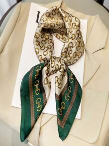 Boho 1pc Versatile And Fashionable Retro Flowers Sweet Picnic-Ins Style Chain Pattern Spring/Summer New Women Scarf