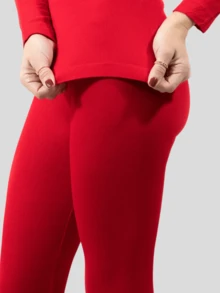 Conjunto Interior de 2 Piezas para Mujer De Pantalón y Blusa Manga Larga  Moldeador Corporal Para Mujer - Rojo - Ver 4
