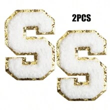 2pcs Ladies Golden Edge 4 Colors English Letters Hot Melt Glue Ironing Wool Embroidery Patches Decorate Bags And Clothes