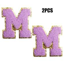 2pcs Ladies Golden Edge 4 Colors English Letters Hot Melt Glue Ironing Wool Embroidery Patches Decorate Bags And Clothes