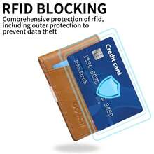 SENDEFN 男士錢包，男士用 RFID 阻隔卡片持有人，帶拉鍊袋 - 卡其色 - 查看 4