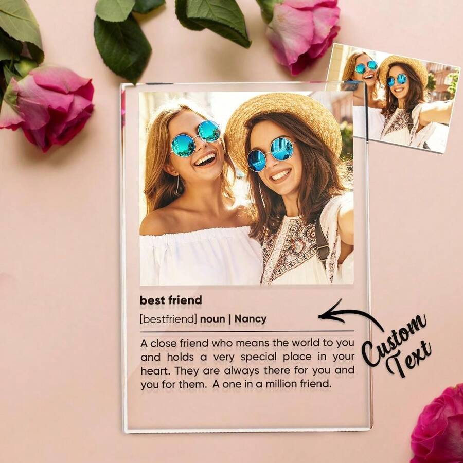 1 Stück personalisierte Foto-Plakette, Acryl-Plakette mit persönlicher Prägung, einzigartiges Geschenk für Mutter, Freundin, ideal für Valentinstag, Muttertag, Geburtstage, Jahrestage, Abschluss, Hochzeiten, Vatertag, Kindertag, für Wohnzimmer, Esszimmer, Zuhause, Valentinstag Dekoration