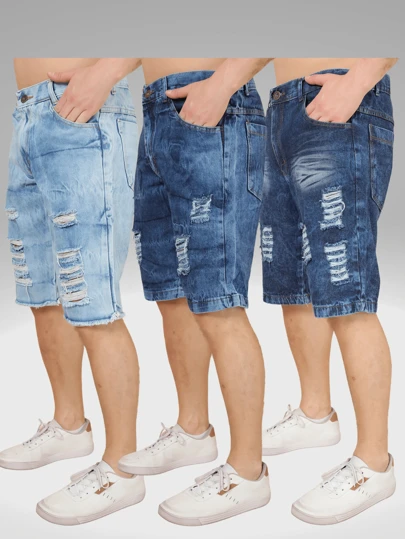 Kit 3 Shorts Heritage Denim shorts Light Lisa Laicra Grande