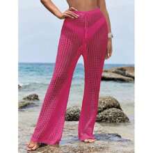 Women Pants - 玫紅色 - 查看 2