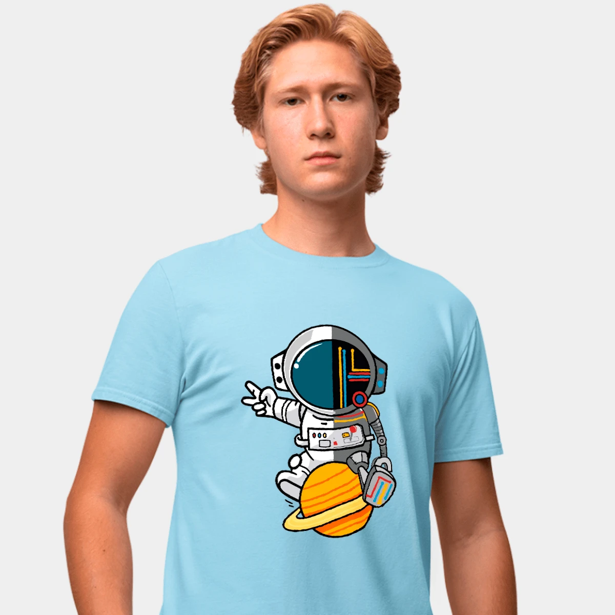 Men T-Shirts - 淺藍色 - 查看 1