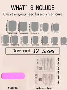 歐美美甲沙龍中式裸色極簡風格假指甲貼片,完成可拆式貼片 - 彩色 - 查看 5