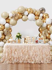 100pcs/Set White Gold Confetti Balloon Chain Set & 2pcs Balloon Accessory, Balloon Set Perfect For Wedding Birthday 2025New Year Party Wall Background, Decorative Balloon Arch Kit,Christmas