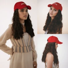 DZfirst 18inch Đỏ  Mũ Tóc giả Tóc giả tổng hợp Mũ bóng chày áo có mũ Nâu Tóc giả Mũ Với Dài Dợn sóng Tóc xoăn Hằng ngày - Cà phê nâu - Xem 6