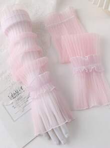 1 对女士褶皱网眼袖套，时尚、甜美、可爱，适合日常穿着、舞会情人节 - 袖套 - 查看 15