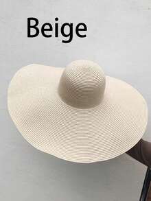 1頂寬邊草帽女款,夏日防曬,可折疊,適合旅行和海灘 - 彩色 - 查看 9