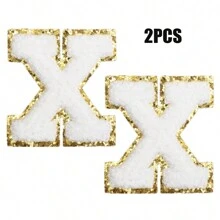 2pcs Ladies Golden Edge 4 Colors English Letters Hot Melt Glue Ironing Wool Embroidery Patches Decorate Bags And Clothes