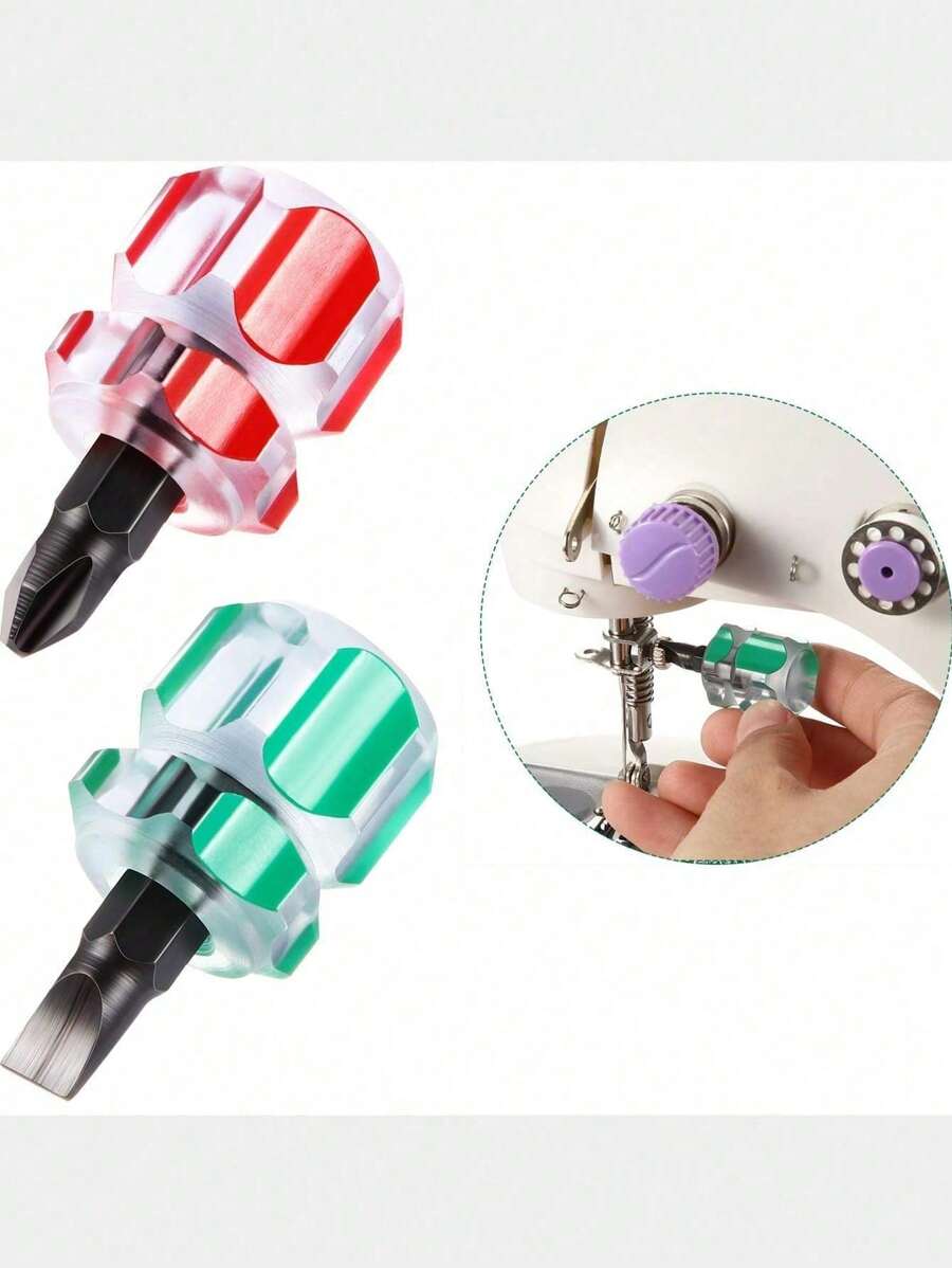 2pcs Sewing Machine Screwdriver Kit. Mini Short Screwdriver. Portable Radish Head Needle Plate