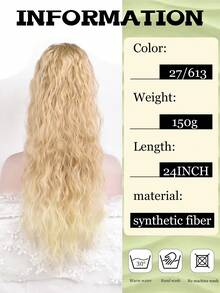 Water Wave Ponytail Extension Synthetic Ponytail Extension For  Curly Hair Extensions Ponytail 24 Inch-Black - Yellow - View 3