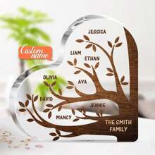 1 szt. Najlepsze prezenty w kształcie drzewa genealogicznego, które pokocha każdy członek rodziny. Największe błogosławieństwo dla Twojego serca - akrylowa tabliczka w kształcie serca. Spersonalizowany prezent z imieniem dla rodziców, przyjaciół i kochanków, odpowiedni na urodziny, walentynki, dzień matki, prezenty pamiątkowe, niestandardowe serce- Kształtne grube ozdoby akrylowe 10x10x1,2cm - 8 nazw - Zobacz 8