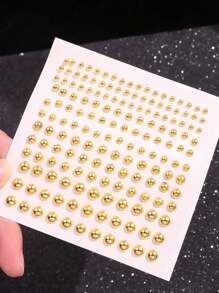 165pcs/Set 3-6mm Gold Acrylic Fake Nose Rings Stickers, Fake Eyebrows Lip Rings, Piercing-Free Body Jewelry, Face Stickers, Unisex, Party Accessories