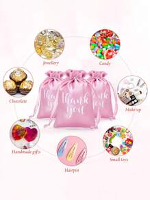 20pcs Pink Satin Gift Bags 4 X 5.5 Inch Drawstring Jewelry Pouches For Wedding Bride Party Event Birthday Holiday Decor - Pink - View 6