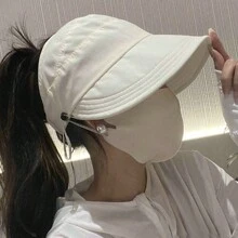 1 Pieza Gorra Visera Para El Sol Compatible Con Cola De Caballo Transpirable, De Secado Rápido, Adecuada Para Montar Y Colgar Máscaras, Gorro De Protección Solar - color sólido - Ver 4
