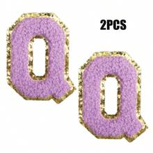 2pcs Ladies Golden Edge 4 Colors English Letters Hot Melt Glue Ironing Wool Embroidery Patches Decorate Bags And Clothes