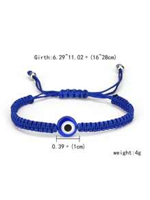 1入組可調節的藍色繩子手鍊，帶上藍色眼睛裝飾