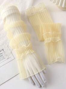 1 对女士褶皱网眼袖套，时尚、甜美、可爱，适合日常穿着、舞会情人节 - 袖套 - 查看 9