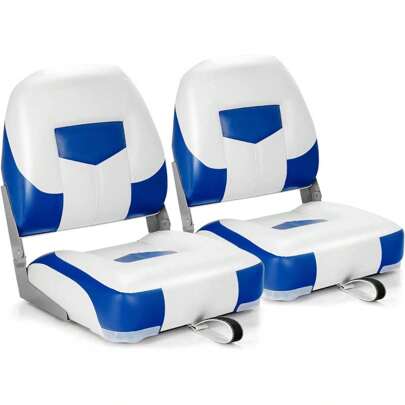 Set Of 2 Boat Seats, Boat Chairs With Folding Backrest, Highly Elastic Foam, PVC, PP, Weatherproof, Durable And Waterproof, UV-Resistant, Fishing Chair For Yachts And Boats
