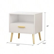 Modern Nightstand Bedside Table, End Side Table With Drawer And Open Cubby,White